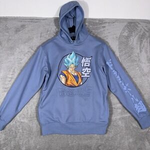 Dragon Ball Z Hoodie Men's Med Blue Cotton Pullover Sweatshirt‎ Anime Classic
